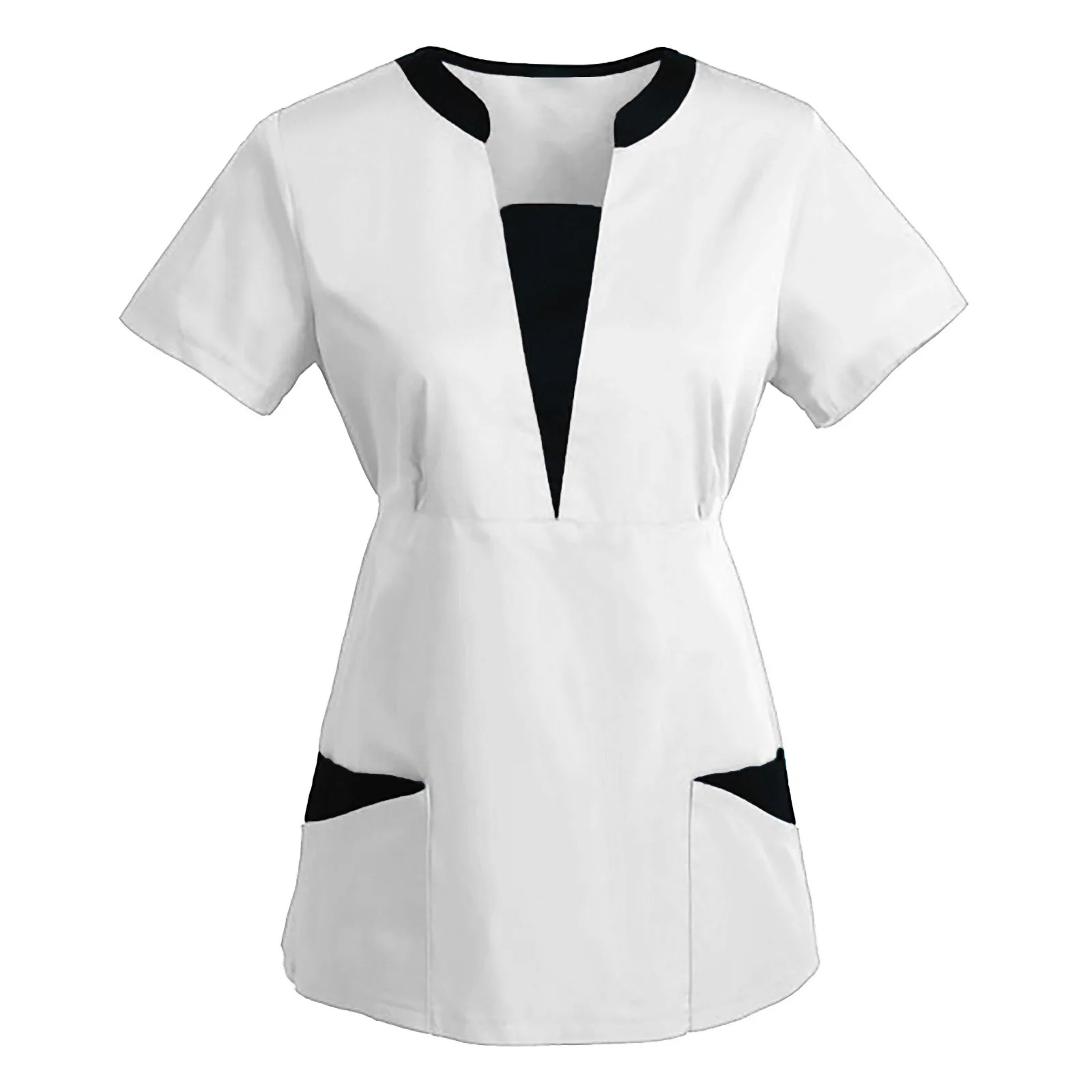 Korean Version SPA Uniforms Women Beauty Salon Scrubs Tops Slim Fit Healthcare Tunic Short Sleeve Patchwork Blouses nurse scrubs top nurse uniform dress nurse uniform suits