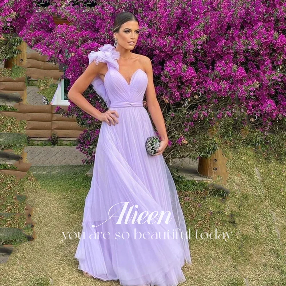 

AileenSexy One Shoulder Prom Dresses Gorgeous Maxi Vestidos De Fiesta Sweetheart A-line فساتين السهرة Sleeveless Evening Dresses