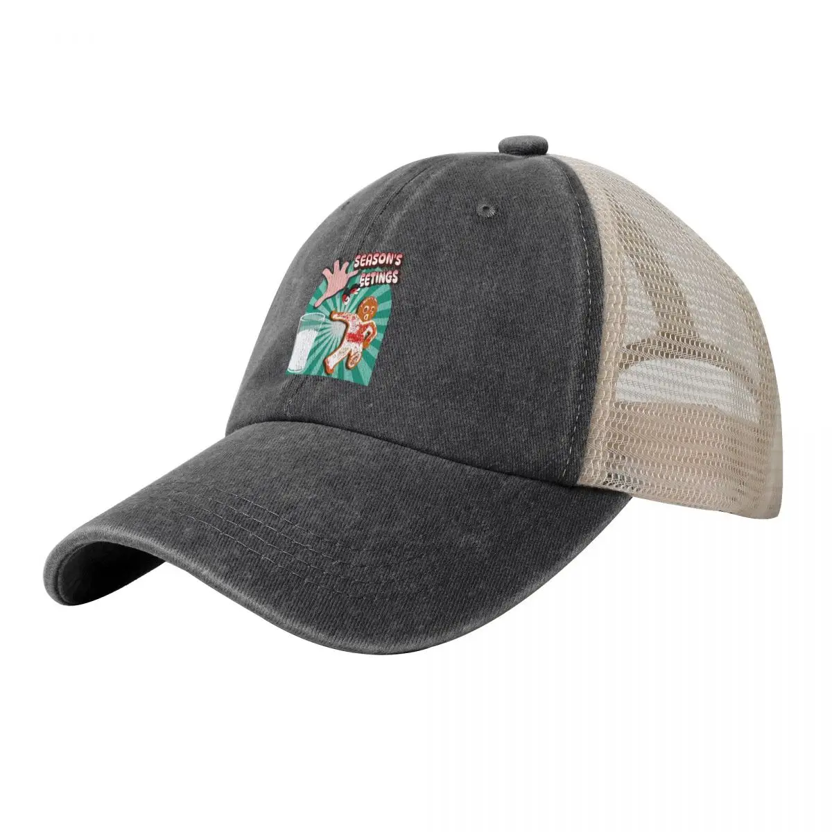 

Seasons Greetings Gingerbread Running Man Cowboy Mesh Baseball Cap Designer Hat custom Hat Golf Hat Sunhat Men Hats Women's