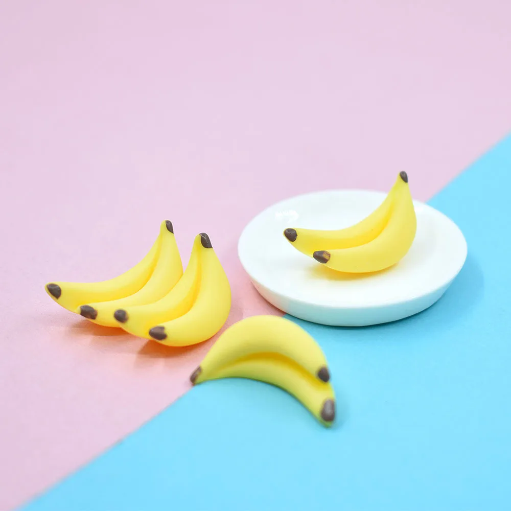 10 Stücke Kawaii DIY Verschönerung Zubehör Harz Künstliche Gefälschte Miniatur Lebensmittel Obst Banane Spielen Puppenhaus Spielzeug Dekorative Handwerk