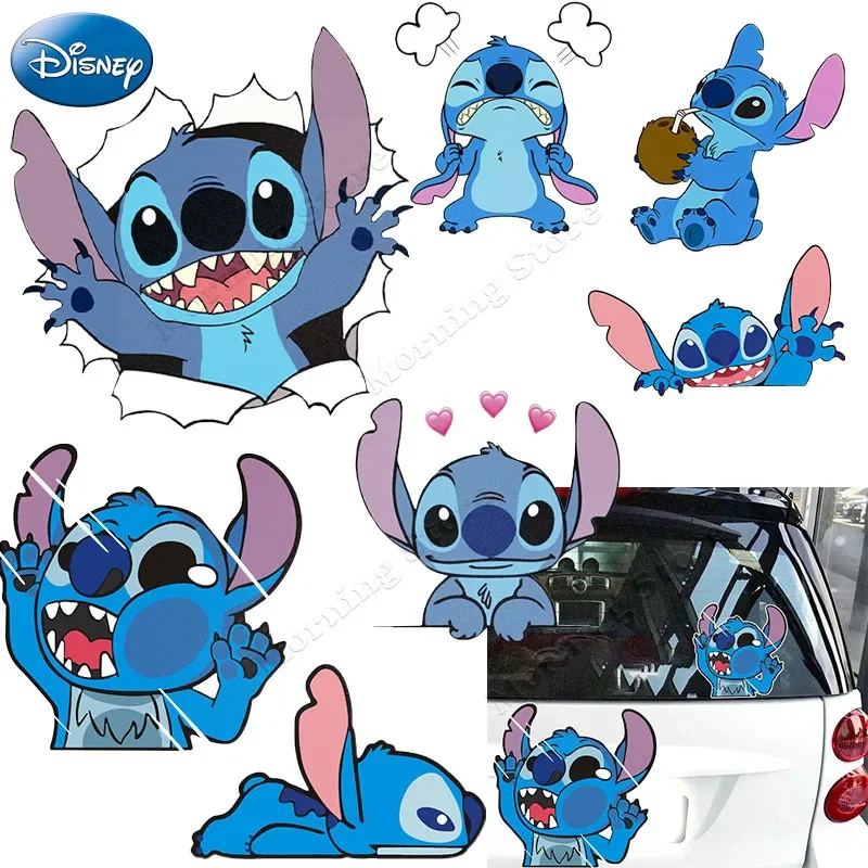 Disney Stich Auto Aufkleber Kawaii Anime Figur Stich Auto Fenster Spiegel  Wasserdichte Heckscheibe Aufkleber Decor Auto Sticke