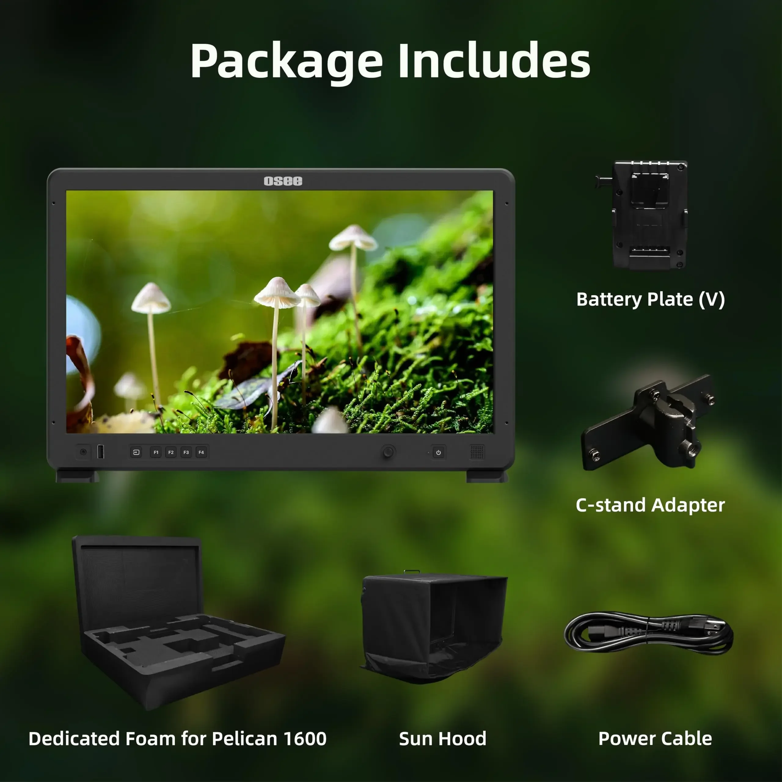 OSEE Mega 22S Roduction Monitor 22inch HDMI 3G-SDI HDR Ultra Bright Field Sunhood Battery Plate with 10 Bit IPS Panel