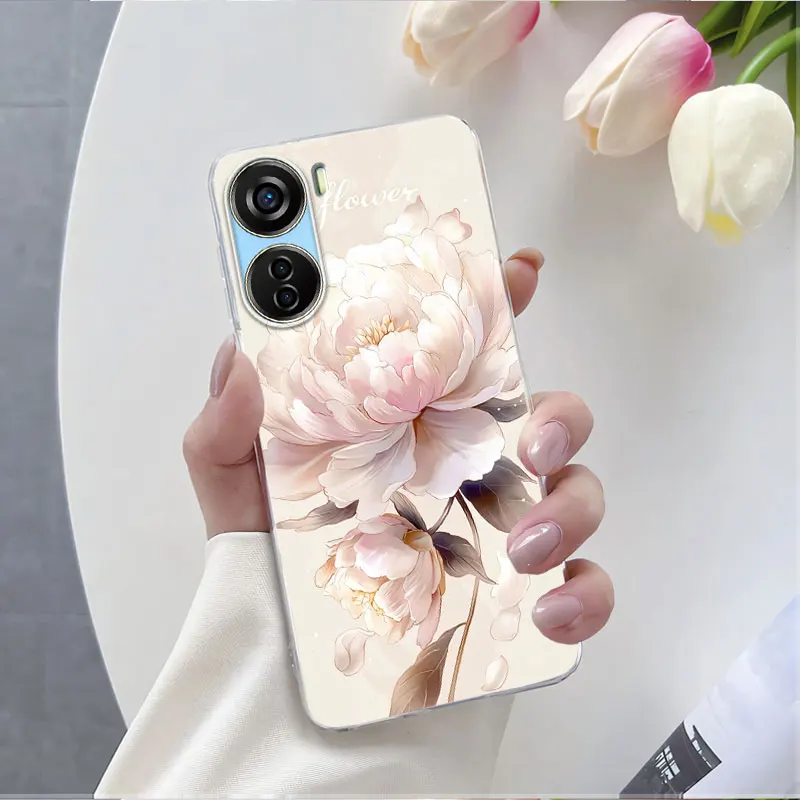Luxury Marble Flower Transparent Soft Silicone Phone Case