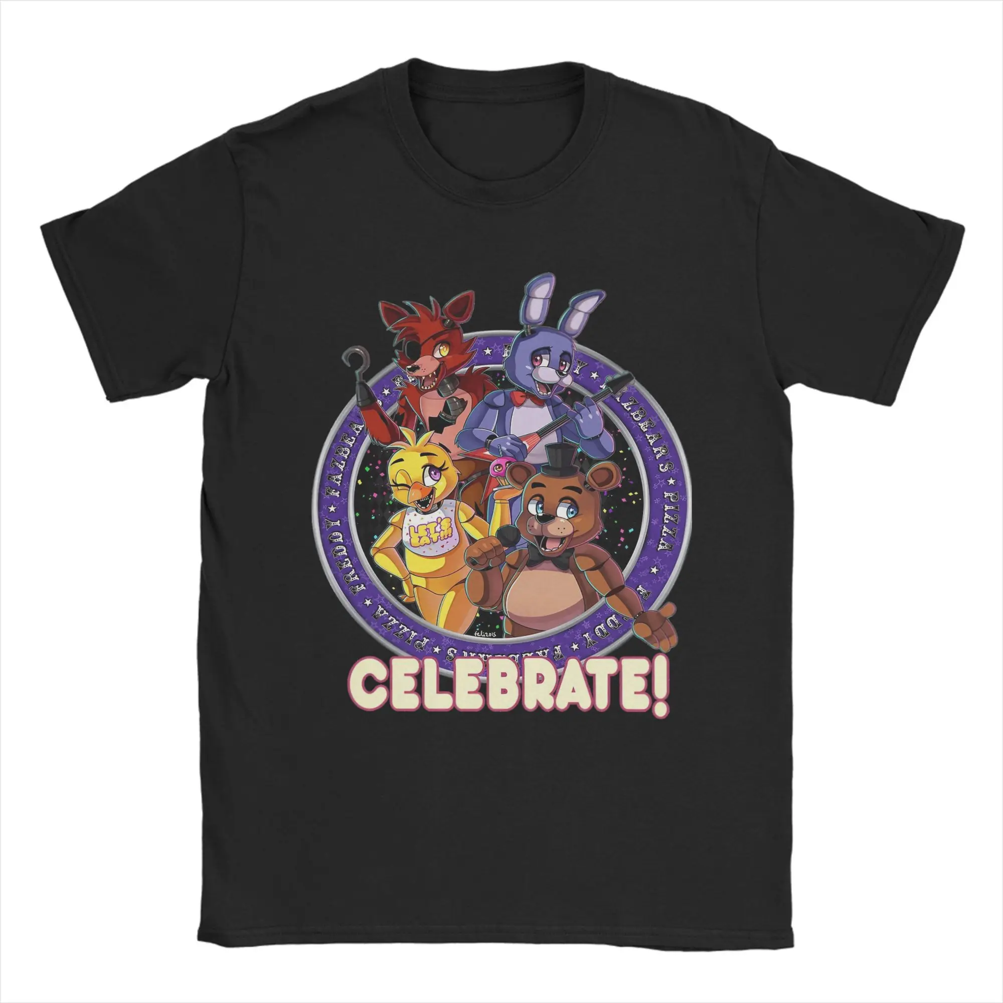 Men's Pure Cotton FNAF Freddy's Humor Crewneck T-Shirt - Short Sleeve Plus Size Top