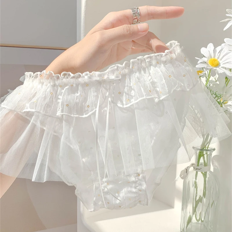 

Японское кружевное Сетчатое сексуальное нижнее белье, женские хлопковые трусики со средней талией, женские трусики, сексуальные женские трусы, эластичное нижнее белье