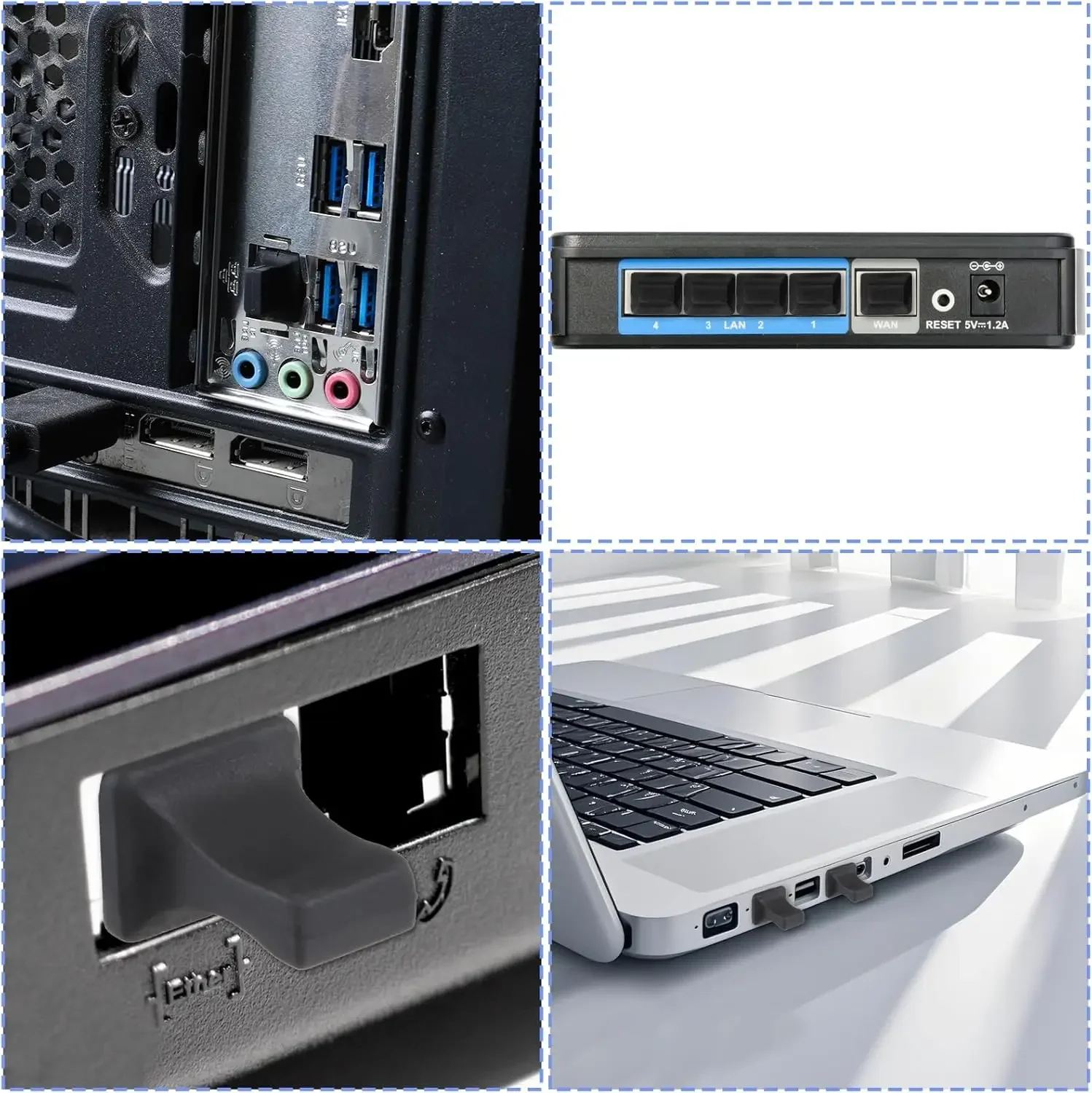 Ethernet Hub Port RJ45 Anti Dust Cover Cap Protector Plug RJ45 DustPlug For Laptop/ Computer/ Router RJ45 Connector Port Caps