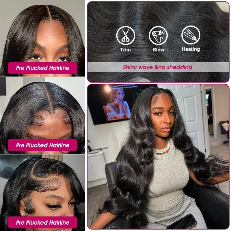 32 Inch Body Wave Human Hair Front Wig 13x6 13x4 Hd Lace Transparent Frontal wig Pre Plucked Brazilian Human Hair Wigs For Women