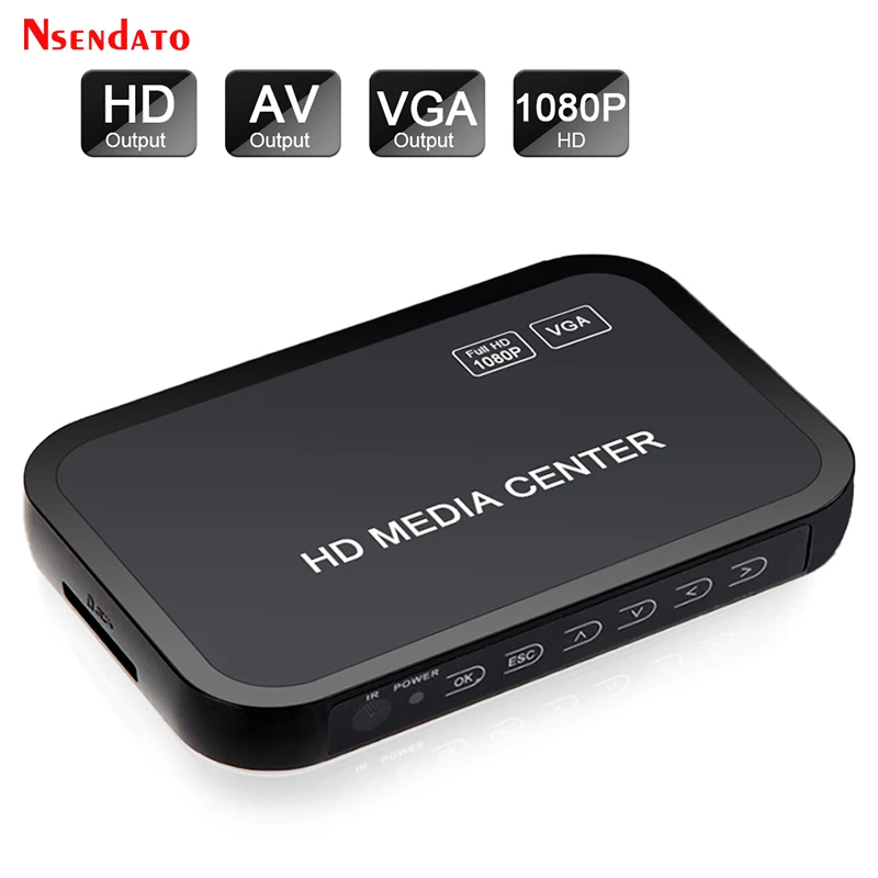 1080P Dual USB Full HD Media Player Center For HD VGA AV USB SD/MMC Multi Media MKV Multimedia Player With Remote Control