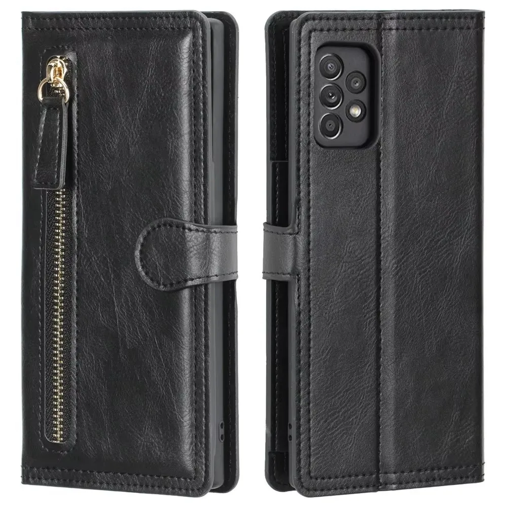 Luxury Faux Leather Zipper Wallet Stand Case Cover