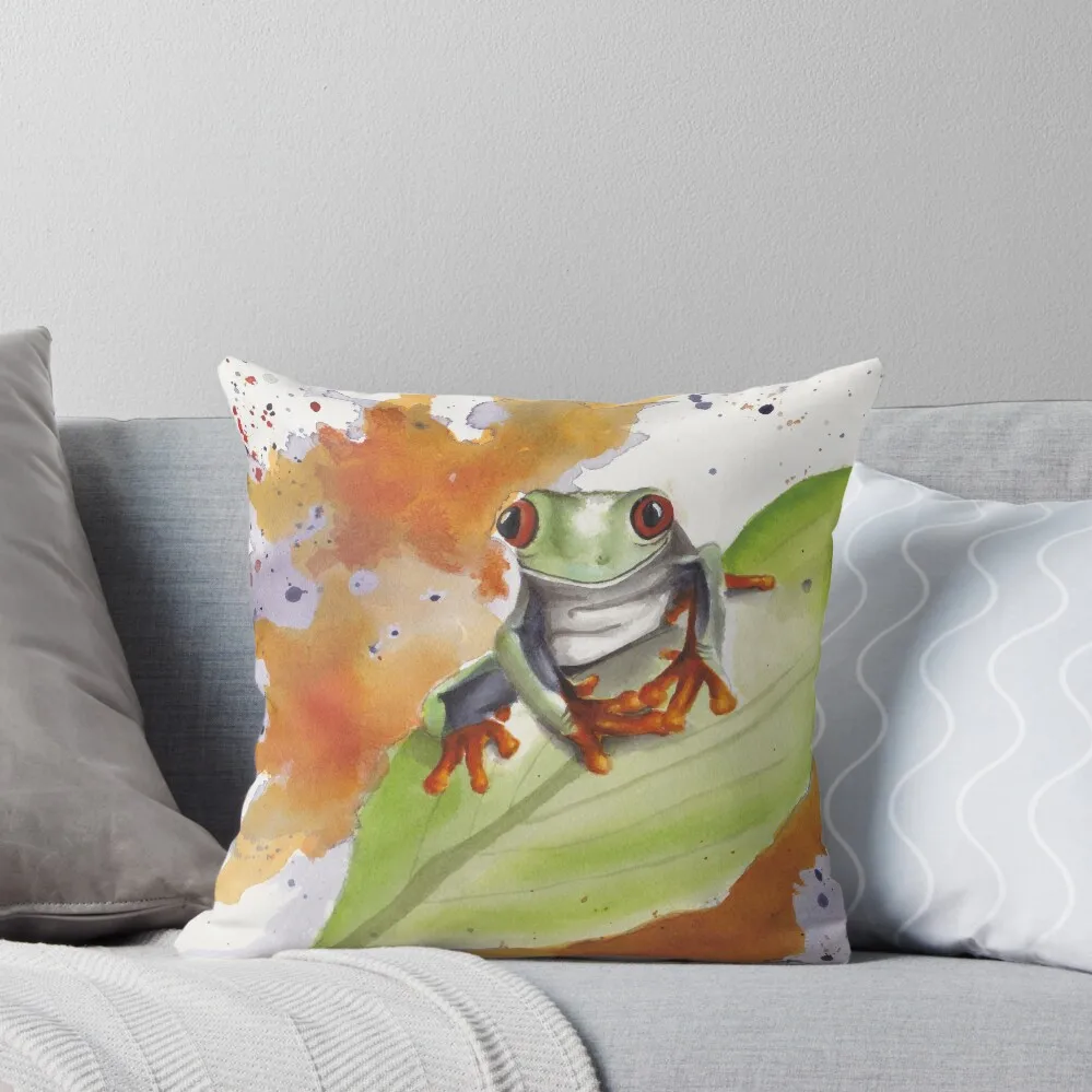 

Tree Frog Watercolor Artwork, Home Decor, and Gifts Throw Pillow Pillow Cases Pillowcase Cushion christmas cushions covers