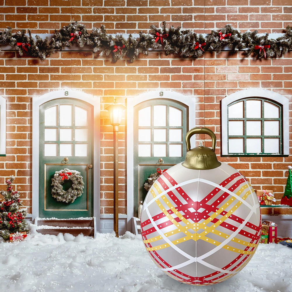 60CM Xmas Decorative Ball Water-Proof Christmas Inflatable Ball Colorful Versatile Indoor/Outdoor Decor