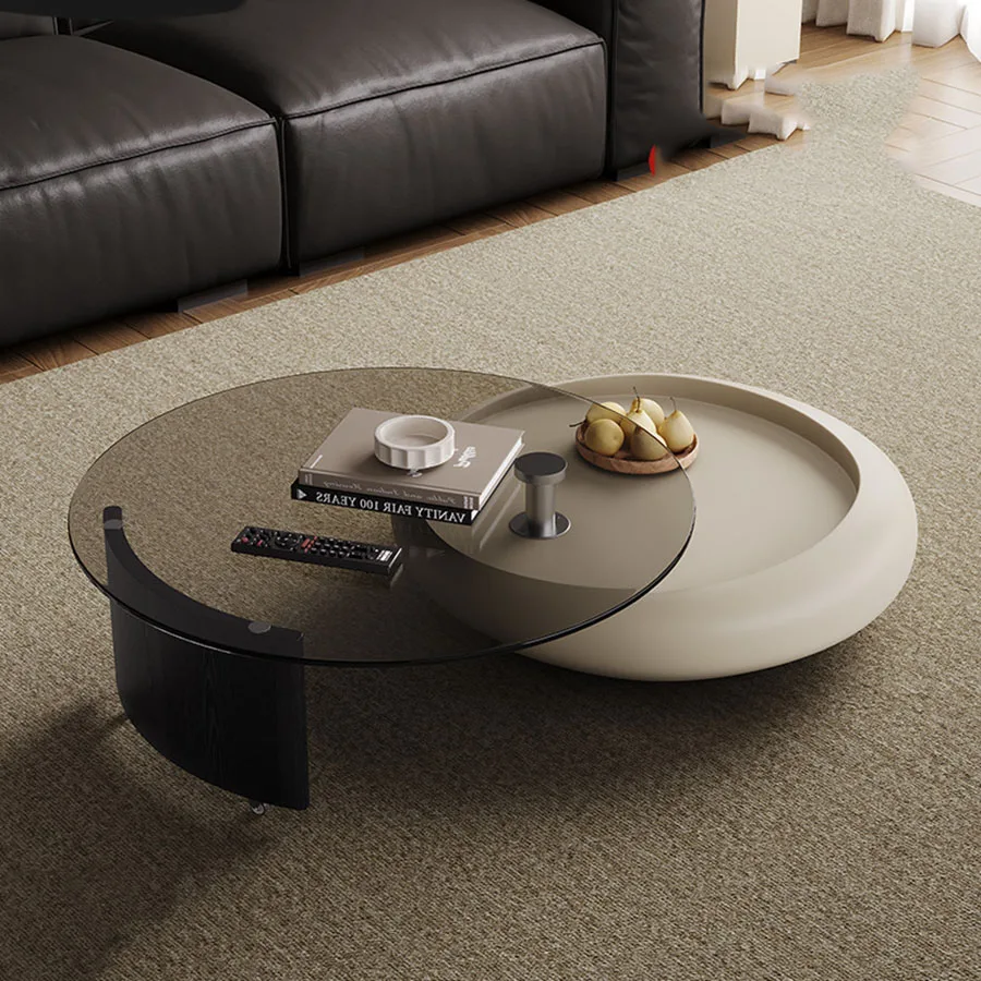 

Home Modern Coffee Table Living Room Ornament Unique Coffee Table Sofa Desk Platform Nordic Round Glass Top Couchtisch Furniture