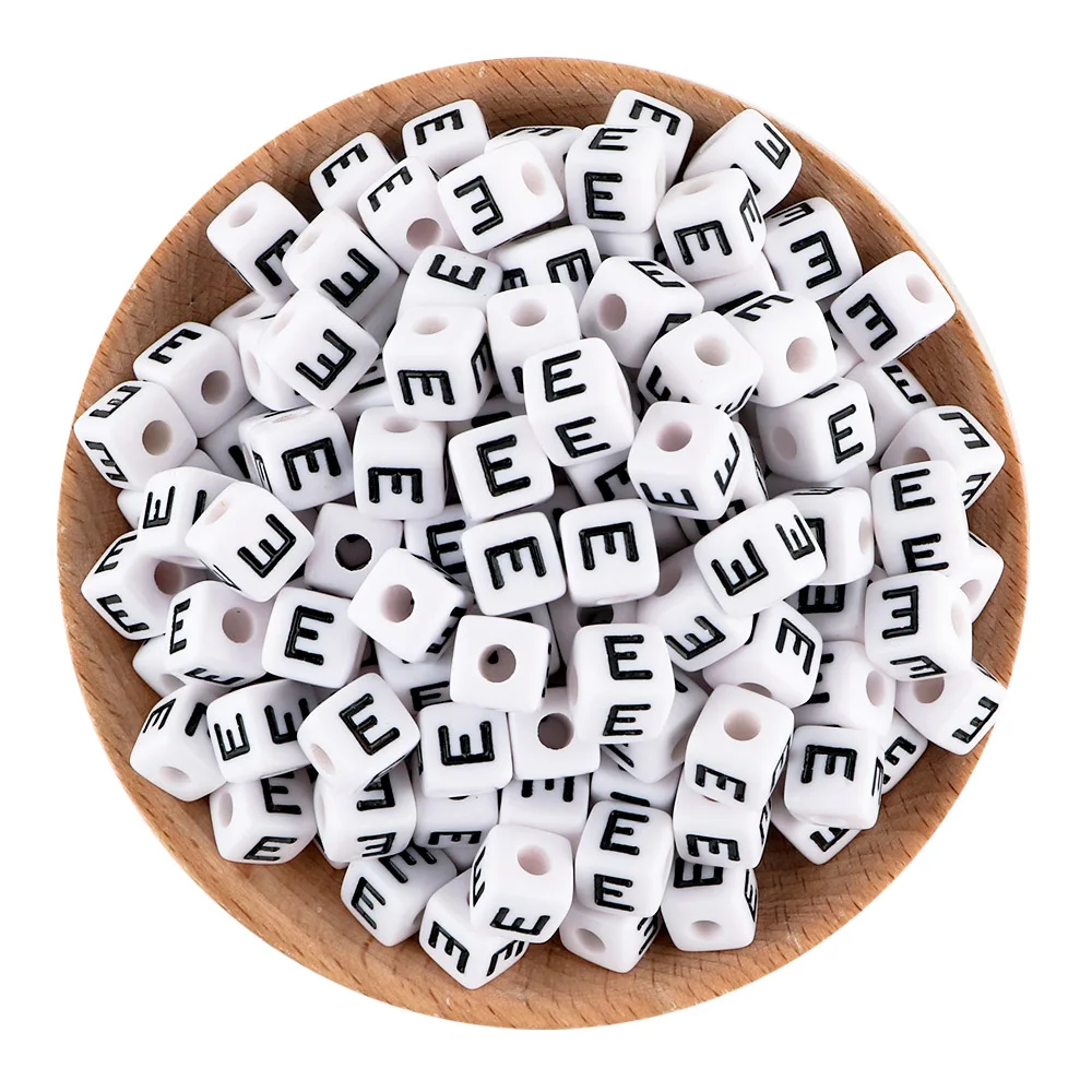 thumbnail image 1 of 20/50/100 piezas de 10 x 10 mm de cuentas acrílicas con letras blancas cuadradas, cuentas espaciadoras sueltas con forma de cubo AZ para hacer joyas, accesorios de bricolaje, 1 of 5