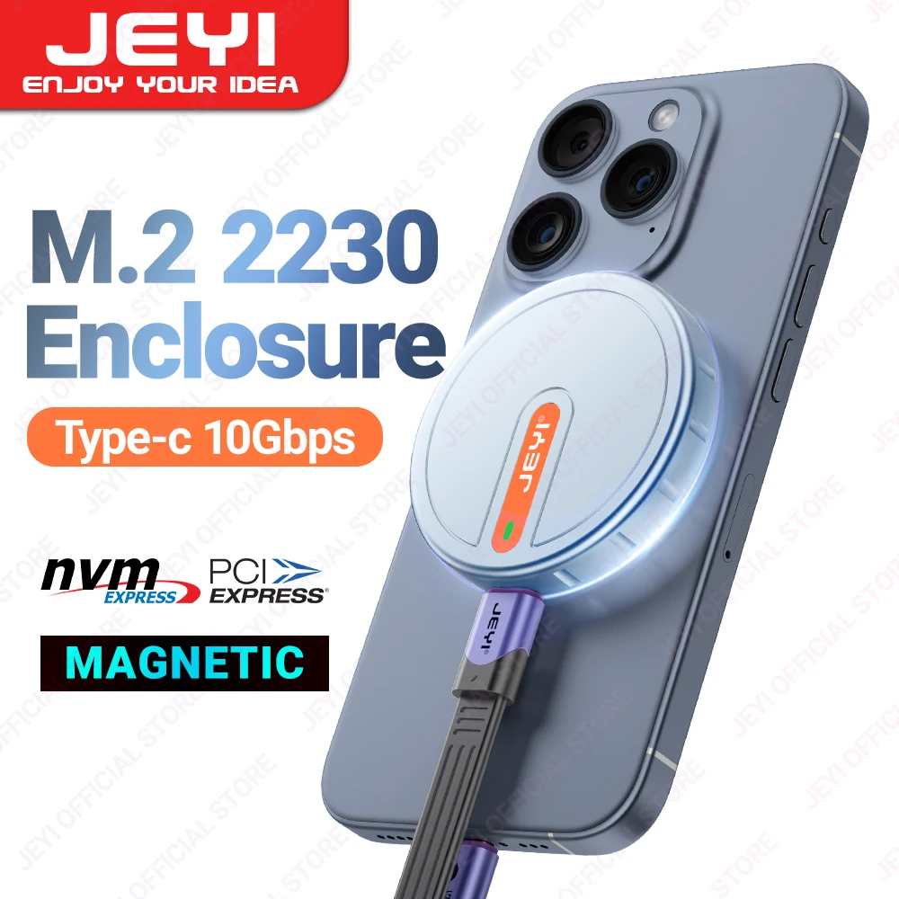 Guitar YI-Boîtier magnétique 2230 M.2 NVMe SSD avec Magsafe, pour iPhone 15 Pro Max ProRes, USB 3.2 10Gbps pour MacPle/ iPad Pro/ordinateur portable