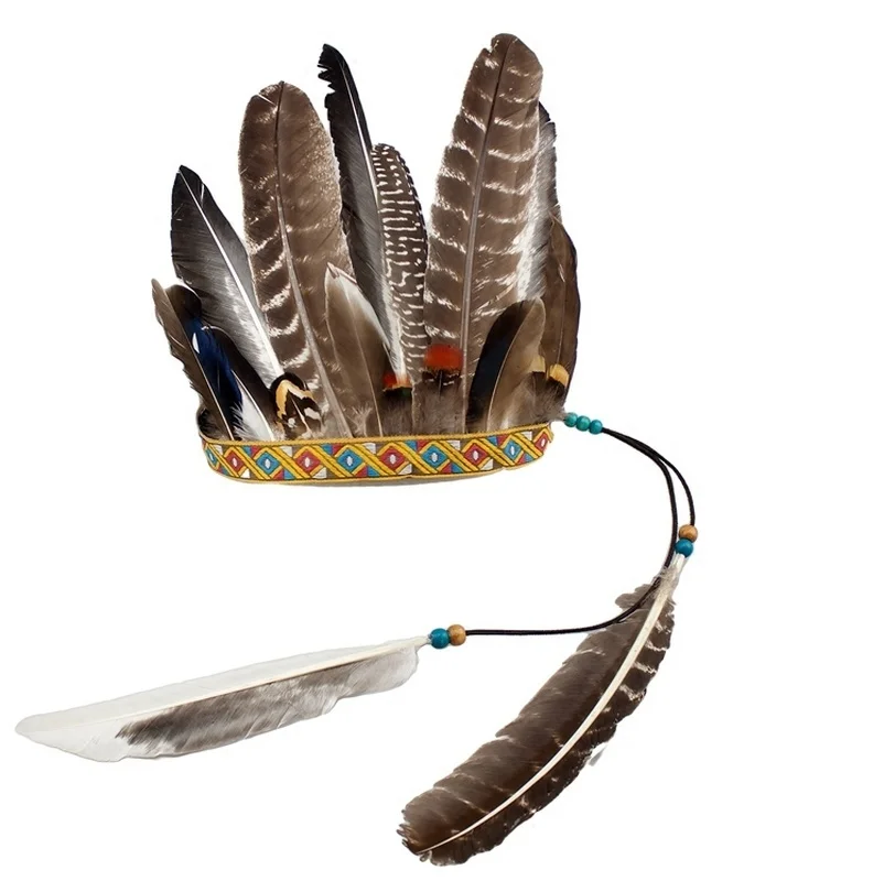 

2019 танцевальный сценический головной убор лента для волос Хэллоуин Племенной перо головной убор аксессуары для волос