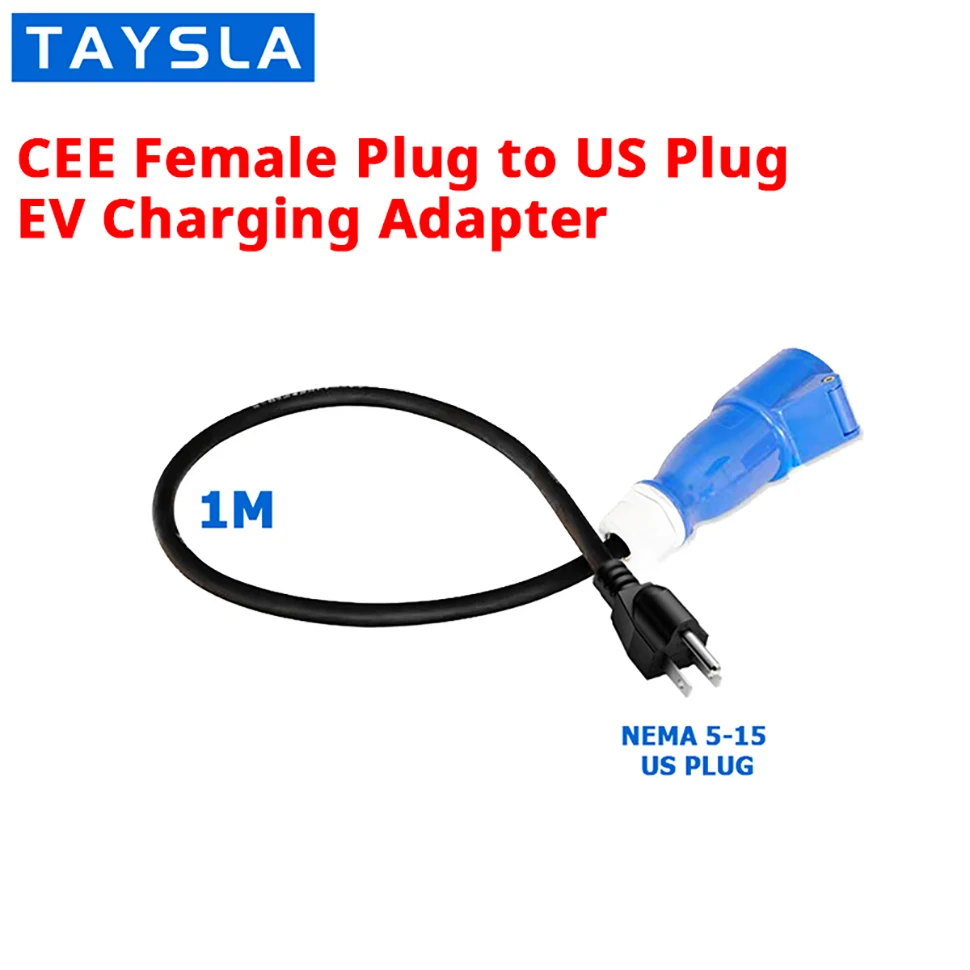TAYSLA EV 휴대용 충전기, Schuko 플러그-CEE 블루 전원 암 플러그 소켓 어댑터, 블루 CEE 커넥터, 7KW 32A 3.5KW 16A
