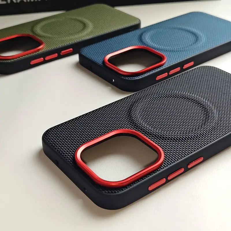 Luxury PU Leather Magnetic Wireless Charging Protective Back Cover Case