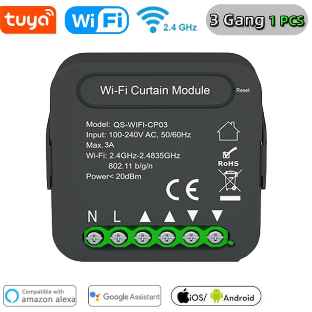 QSZigbee/WifiCP03 Tuya ZigBee/WiFi Curtain Switch Module for Roller