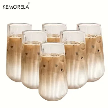 Clear Striped Glass Cup Set 1