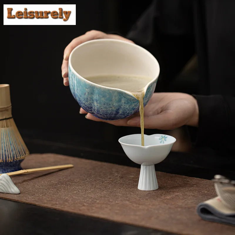 Kiln-transformed Ice Flower Ceramic Matcha Bowl Whisks Standing Bowls Tea Ceremony Accessories Equipment Tea Set Craft Supplies