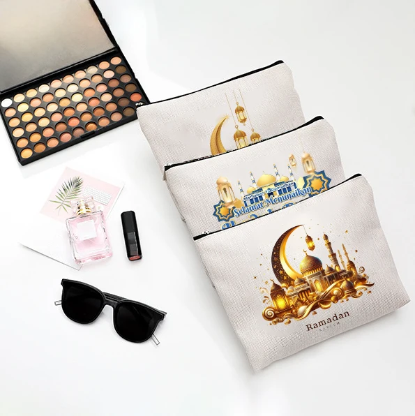 Ramadan Print Printed Makeup Bag for Daily Commuting Coin Wallet Travel Essentials Cosmetics Storage Bag With Zipper