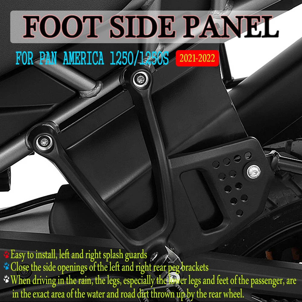 

Motorcycle CNC Aluminum Splash Water Fender Protection Rear Passenger Foot Side Panel For Pan America 1250 S Special 2021 2022