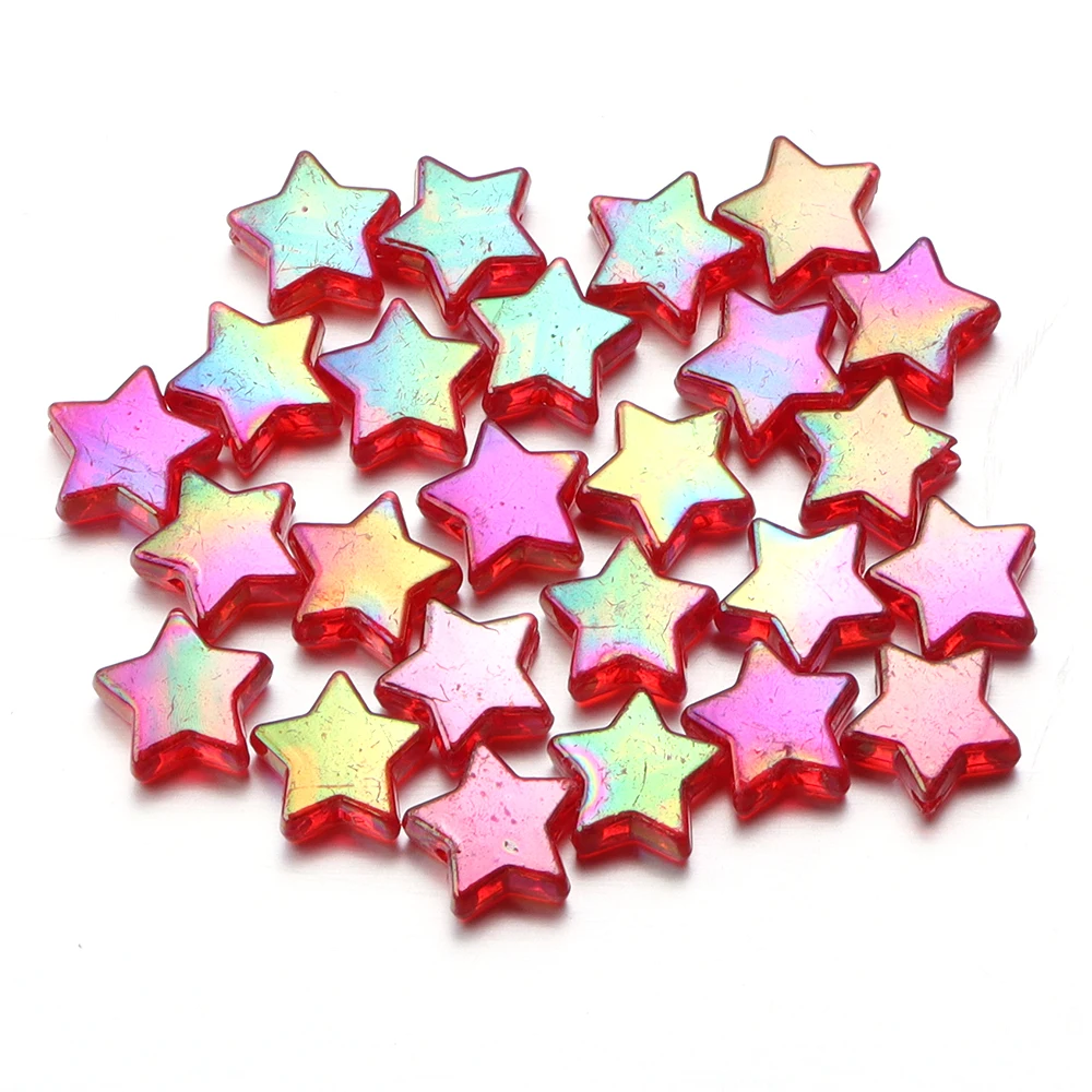 100pcs AB Color Acrylic Star Beads for DIY Jewelry and Crafting