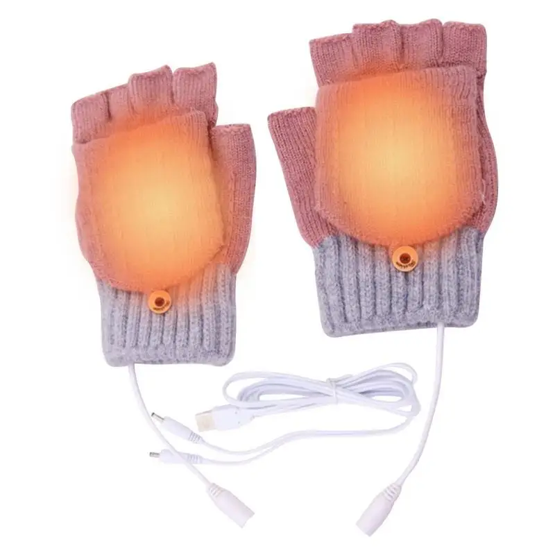 

Heated Typing Gloves USB Hand Warmers Gloves Double Sided Heating Washable Warm Laptop Gloves Fingerless Knitting Hands Warmer