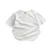 2025 Children Summer Outfits T-shirt Clothes Solid Cotton Breathable Short Sleeve Teens Top For 2-7T Toddler Kids Korean Style 5