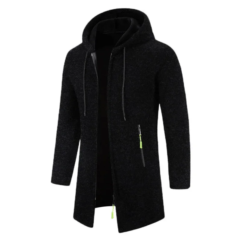 Felpe con cappuccio da uomo Felpe a maniche lunghe da uomo con cerniera con cappuccio Giacca invernale oversize da uomo Cappotto maglione nero 2