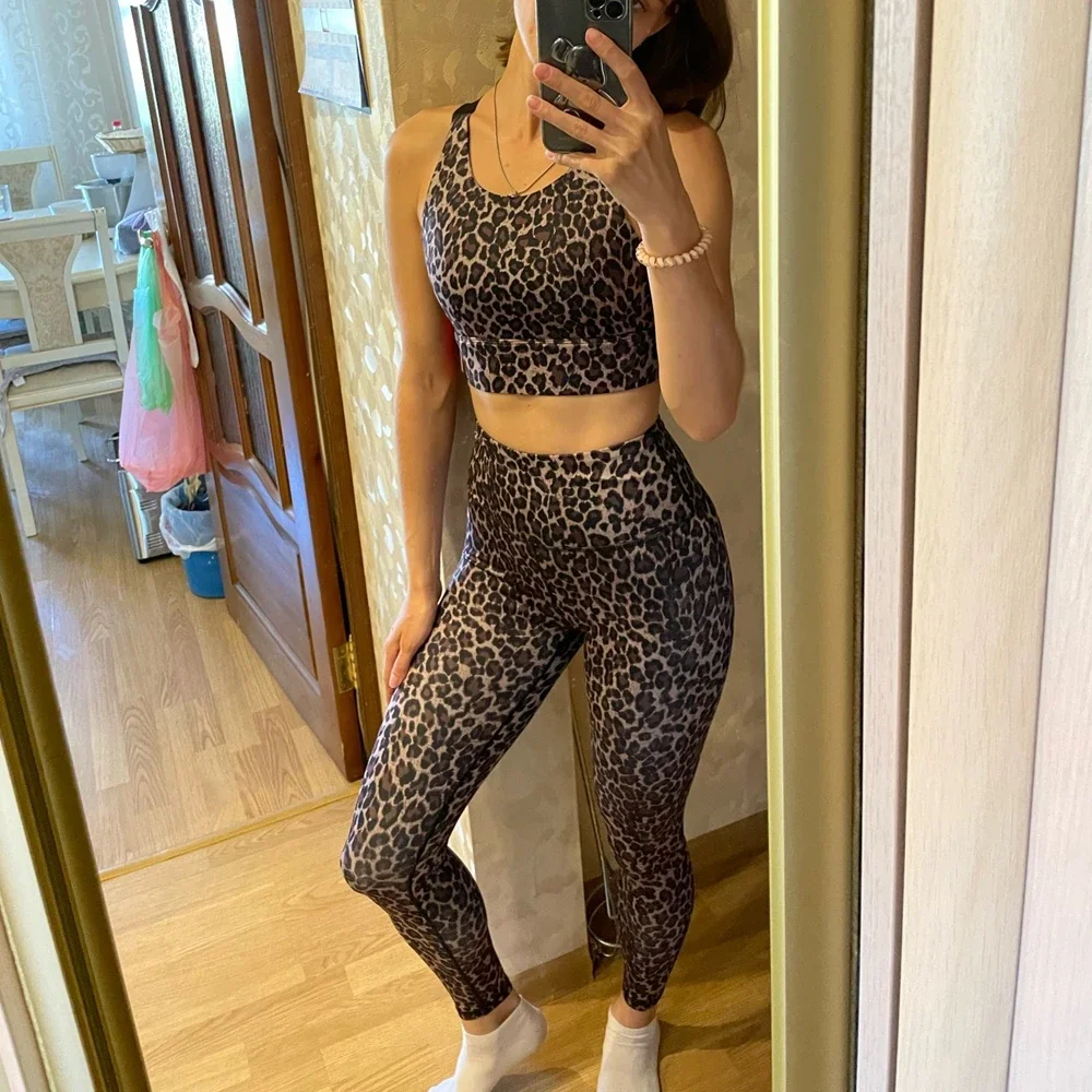 Leopard Yoga Suit For Fitness Women Tracksuit Gym Set Sportswear Dry Fit Sport Outfit Clothes White Purple gym workout set,yoga set,fitness set,sportswear set,sports set