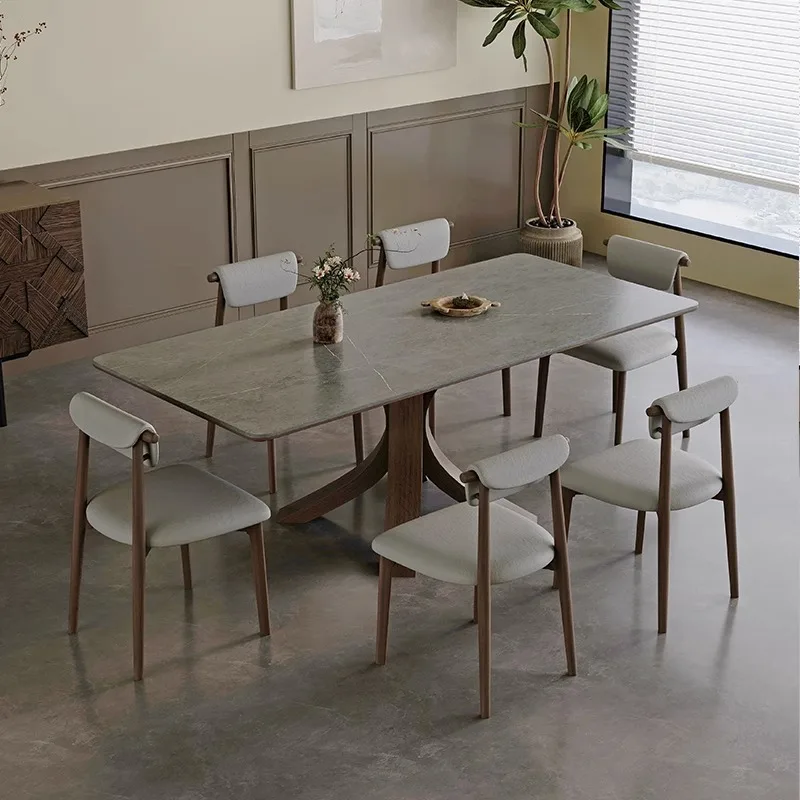 

Wood Luxury Dining Table Salon Mobile Solid Wood Marble Wall Round Center Dining Table Office Mesas De Comedor Home Furniture