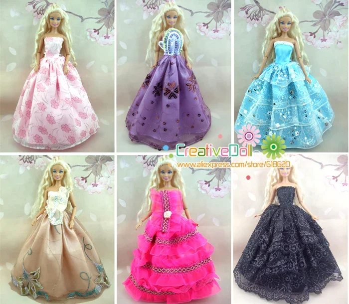 15 items = 5 Wedding Dress Princess Gown +5Pairs Shoes + 5 accessory Clothes For Barbie Doll baby girl birthday gift