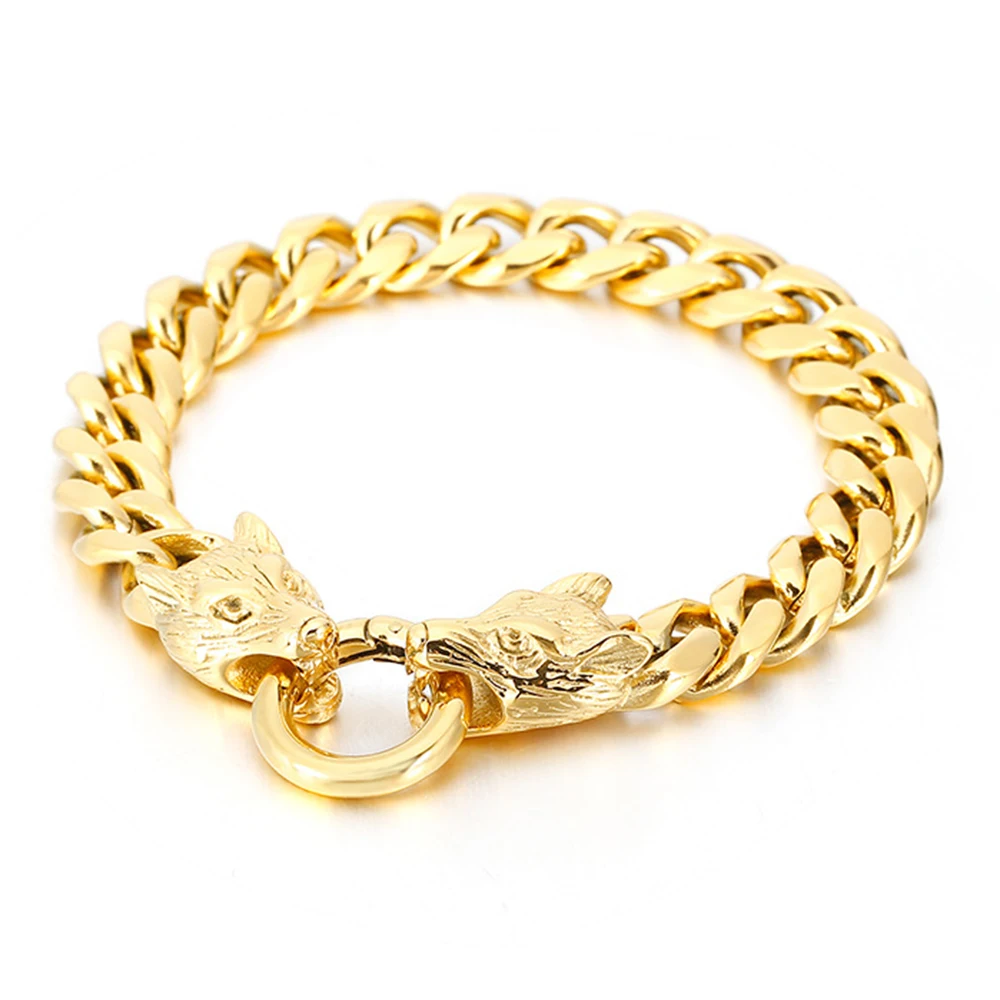 

Женский браслет из нержавеющей стали, золотистый браслет в стиле панк, 11 мм