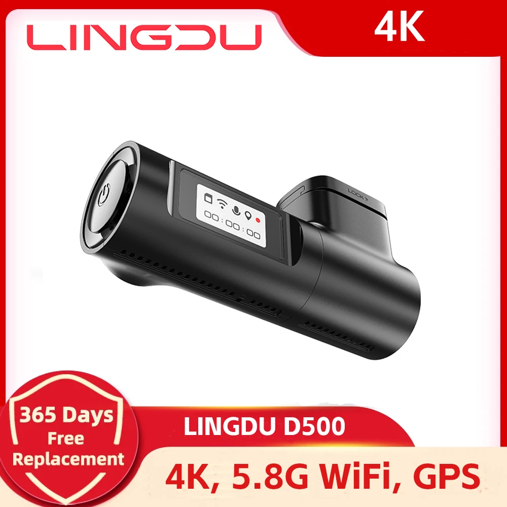 LINGDU D600 5.8G 4K Dash Cam Front and Rear 4K+1080P, Car Camera WiFi