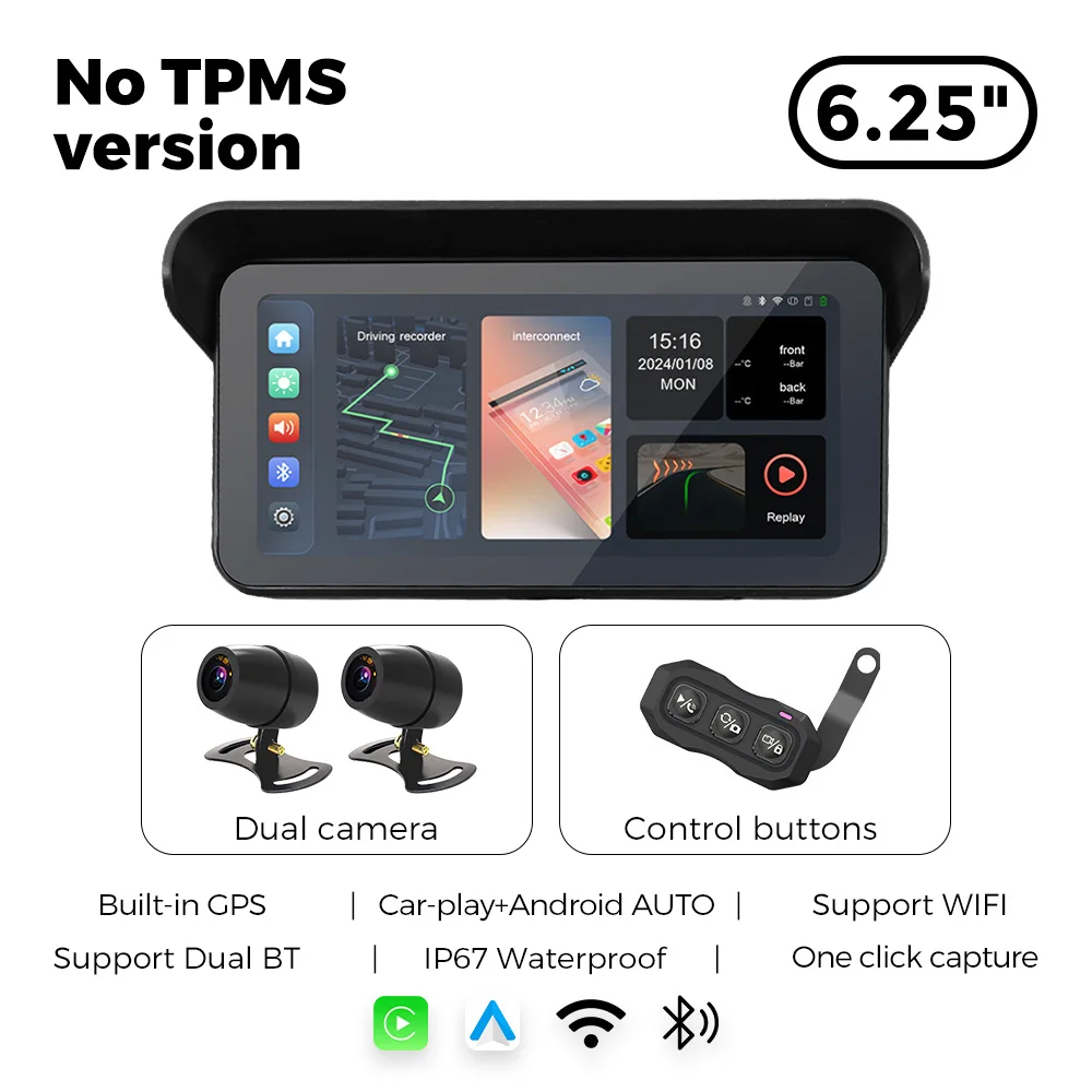 토모스트롱 6.25인치 V533 내장 GPS 무선 카플레이 안드로이드 오토 전후방..