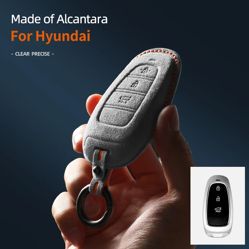 

Car Key Case Cover Shell For Hyundai Solaris Sonata Hybrid NEXO NX4 New Grand Santa fe Tucson Auto Suede Keychain Accessories