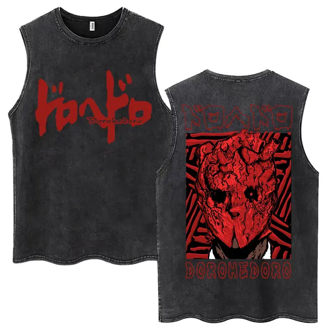 Anime Dorohedoro Kaiman Vintage Washed Tank Tops Harajuku Manga Sleeveless T Shirt Men Women Fashion Casual Cotton Loose T-shirt 4 Anime Dorohedoro Kaiman Vintage Washed Tank Tops Harajuku Manga Sleeveless T Shirt Men Women Fashion Casual Cotton Loose T-shirt 4