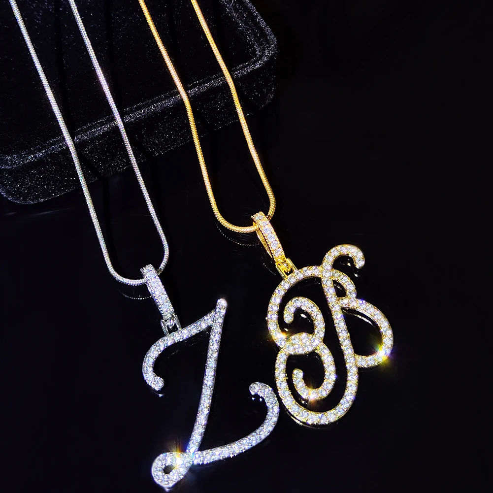 Flatfoosie nuovo A-Z corsivo lettera iniziale nome collana pendente per le donne semplice corda catena lettera collana regalo gioielli moda