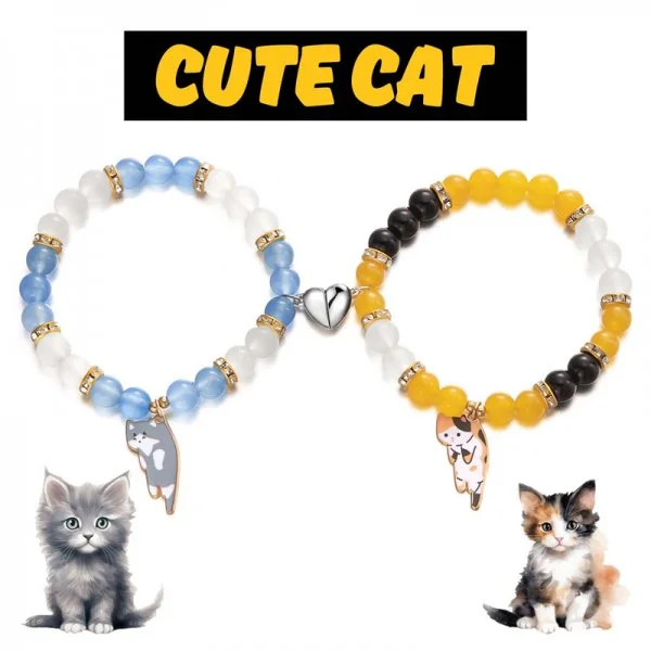 Bracelet chat mignon fait à la main pour Couples, 2 pièces, corde à main Unique et élégante pour femmes et hommes, tissé en perles, bijoux de poignet, cadeaux