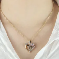 Gold-Plated Mom Heart Necklace with Cubic Zirconia - Dainty Valentine's Day Gift for Women Fashion Jewelry 2