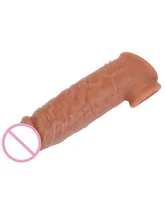 Realistic Penis Extension Cock Sleeve Reusable Liquid Silicone Penis Enlarger Delay Condoms For Men Dildo Enhancer Sex Toys 