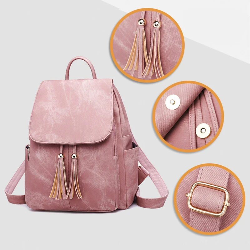 Women Vintage Soft Leather Backpack Purse Fashion Rucksack Practical and Stylish Retro Daypack Bag 2