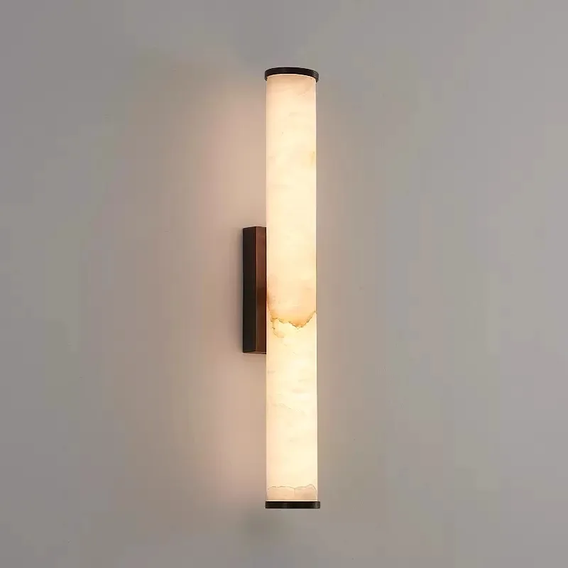 Marble Wall Light Spain Natural marble LED Wall Light Luxury 3 Color Dimming AC85~265V Copper Wall Lamp For Indoor Aisle TV Background Decoration