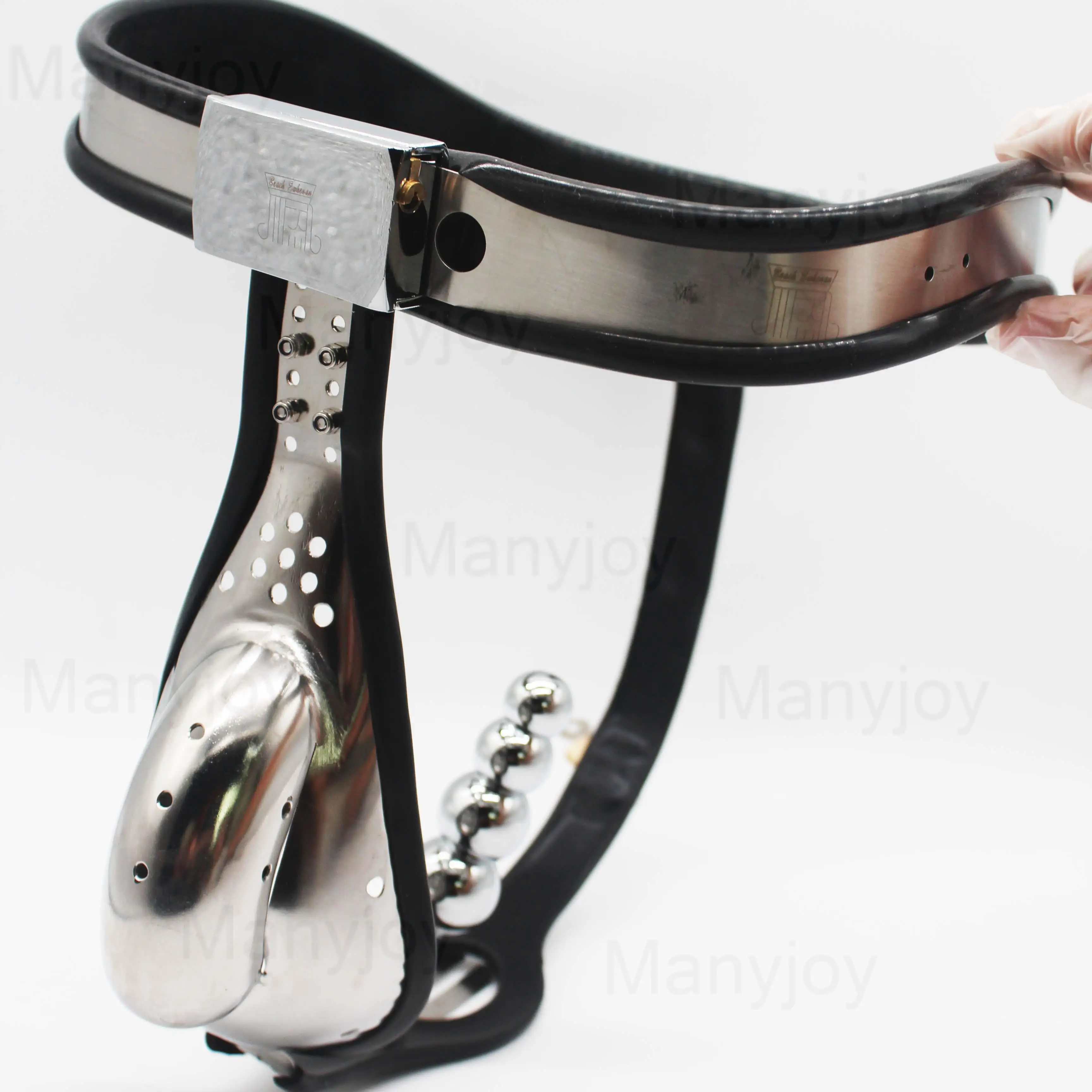 Dispositif De Chasteté SM En Acier Inoxydable - Ceinture Avec Cage à Pénis Et Plug Anal