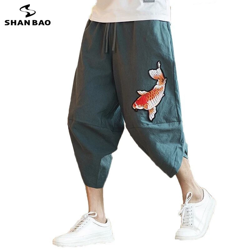 Pantalones cortos holgados de marca para hombre, pantalones bombachos de talla grande con de calamar, estilo japonés y coreano, novedad de verano 2022|Pantalones informales| - AliExpress