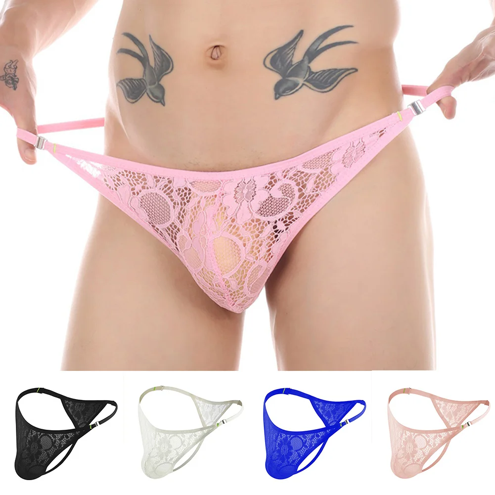 

Lace Mens Mesh See-through Bikini Pouch G-String Panties G-string Low Rise Comfortable Briefs Underwear T-back Thong Lingerie