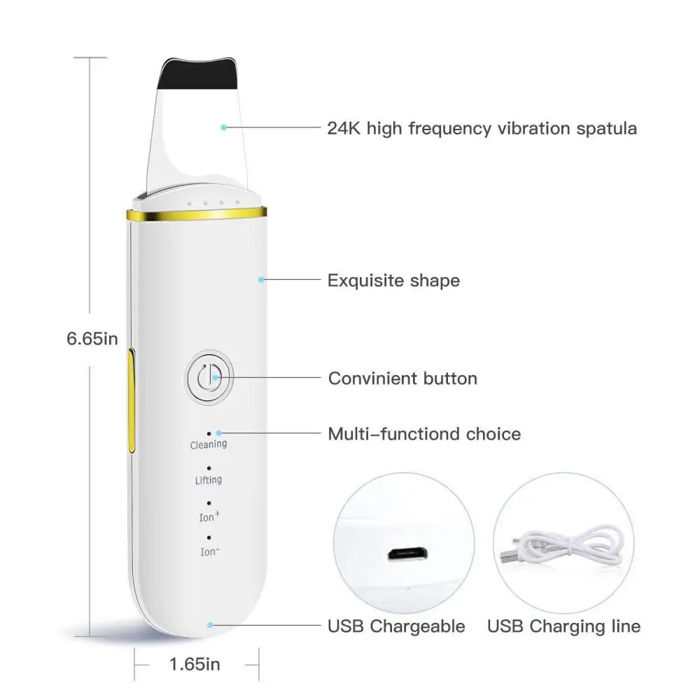 Ultrasonic blackhead remover Machine Beauty Pore Face Cleanser to Remove Instrument Shovel skin care limpiador facial