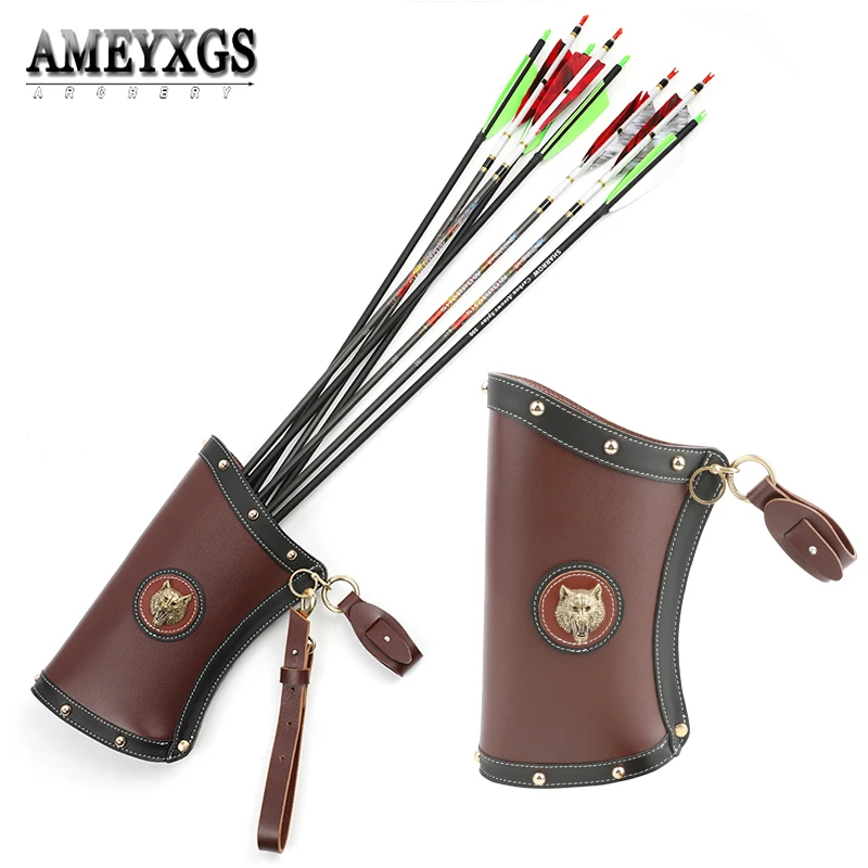 Archery Cowhide Arrow Quiver Hold 20 30Pcs Arrows Durable Portable