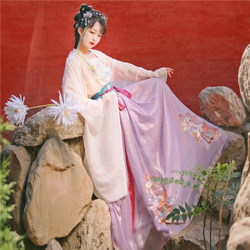 

Han Xu Cloud Crane Han Fu Women's Summer Fairy Qi waist to chest Ru skirt big skirt super fairy Chinoiserie